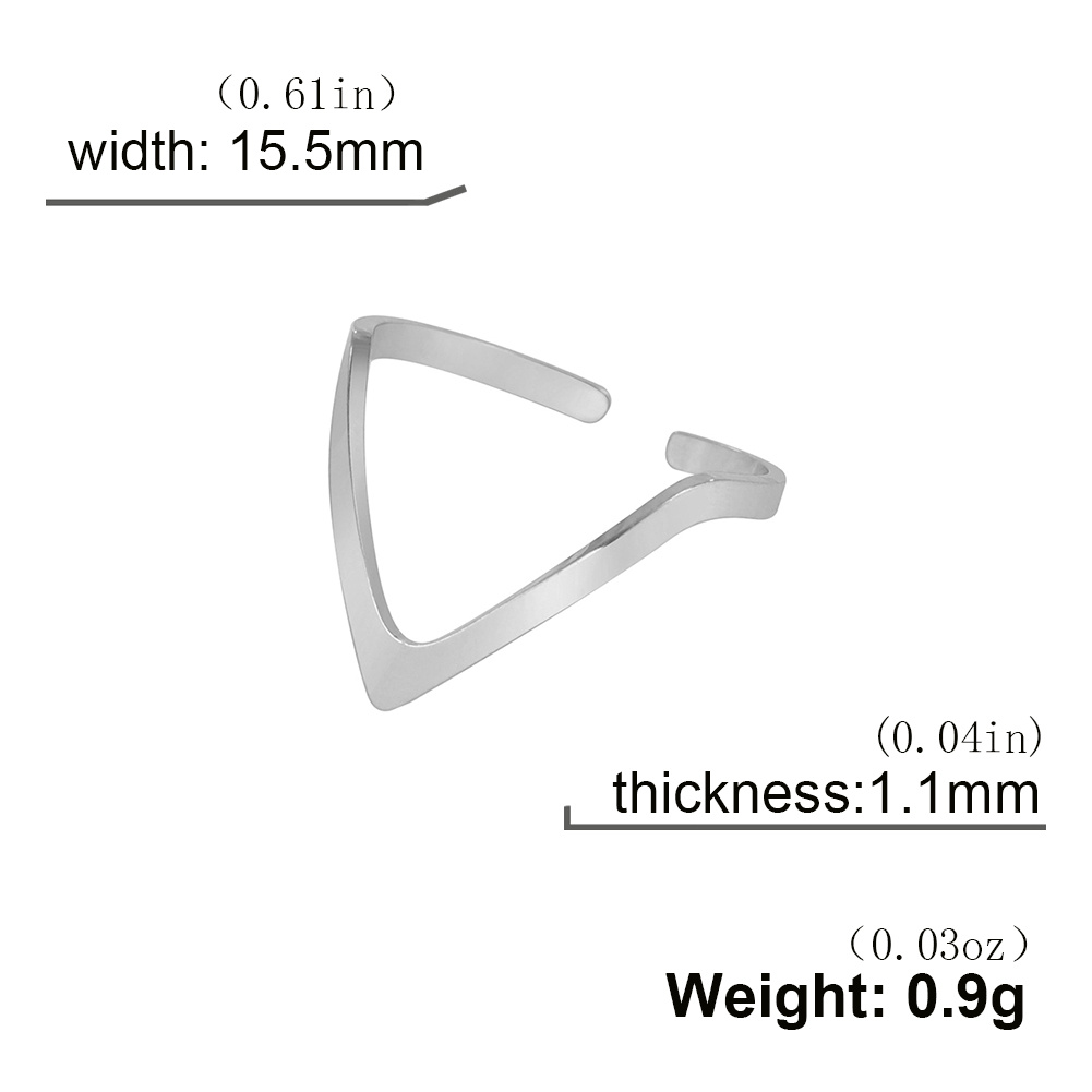 Women's Adjustable Chevron V Ring, Plated Minimalist Jewelry